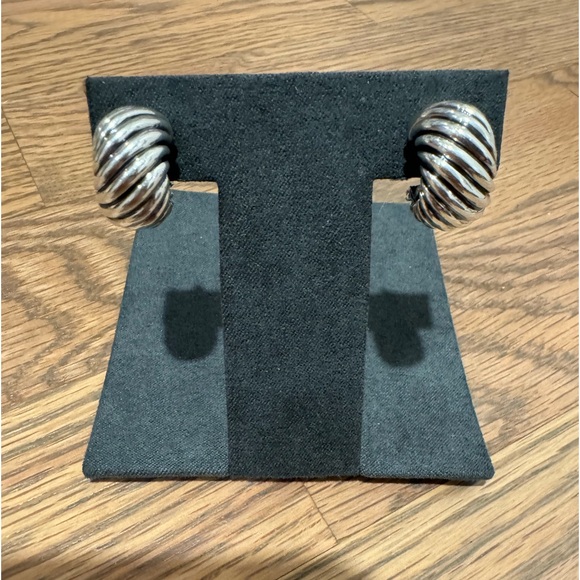 David Yurman Sterling Silver Sculpted Cable Huggie Hoop...